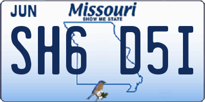 MO license plate SH6D5I