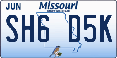 MO license plate SH6D5K