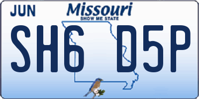 MO license plate SH6D5P