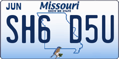 MO license plate SH6D5U