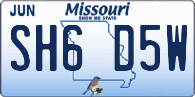 MO license plate SH6D5W