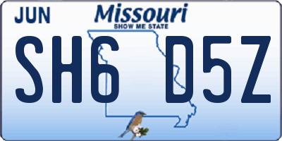 MO license plate SH6D5Z