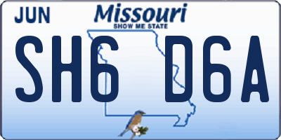 MO license plate SH6D6A
