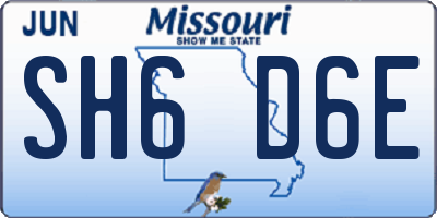MO license plate SH6D6E