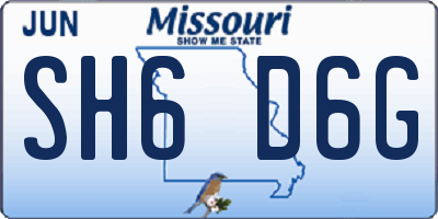 MO license plate SH6D6G