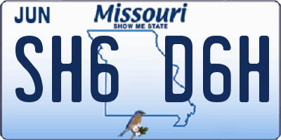 MO license plate SH6D6H
