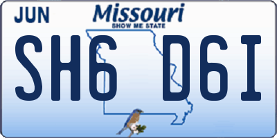 MO license plate SH6D6I