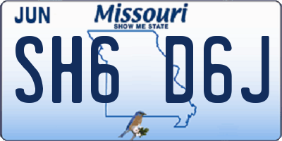 MO license plate SH6D6J