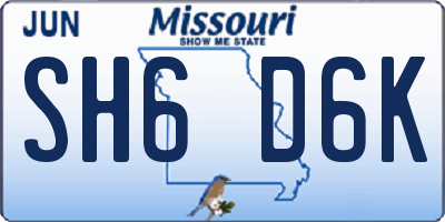 MO license plate SH6D6K