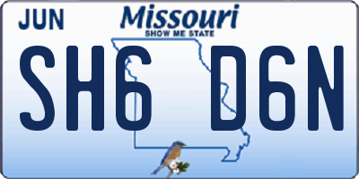 MO license plate SH6D6N