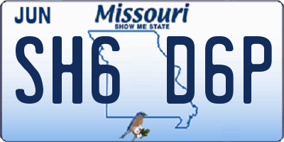 MO license plate SH6D6P