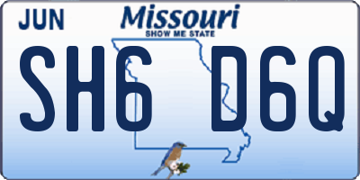 MO license plate SH6D6Q