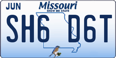 MO license plate SH6D6T