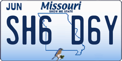 MO license plate SH6D6Y