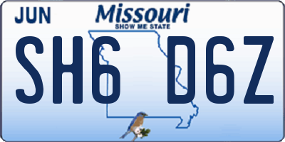 MO license plate SH6D6Z