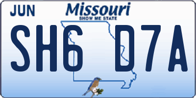 MO license plate SH6D7A