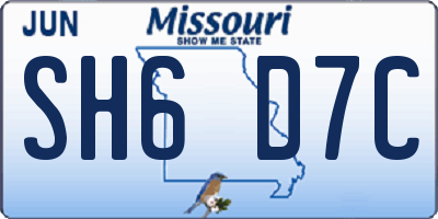 MO license plate SH6D7C