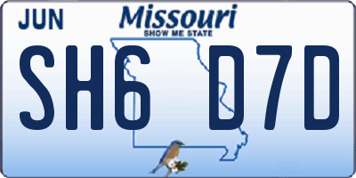 MO license plate SH6D7D
