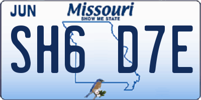 MO license plate SH6D7E