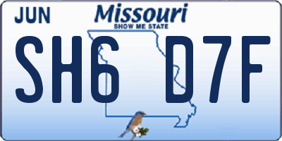 MO license plate SH6D7F