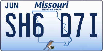 MO license plate SH6D7I