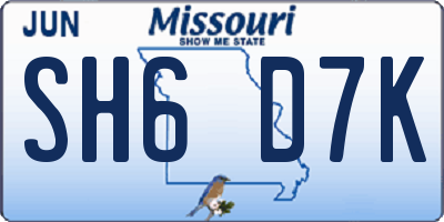 MO license plate SH6D7K
