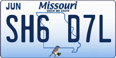 MO license plate SH6D7L