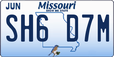 MO license plate SH6D7M