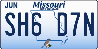 MO license plate SH6D7N