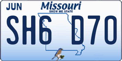 MO license plate SH6D7O