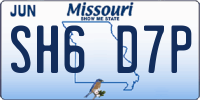 MO license plate SH6D7P