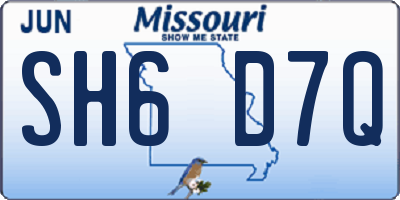 MO license plate SH6D7Q