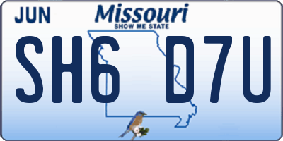 MO license plate SH6D7U
