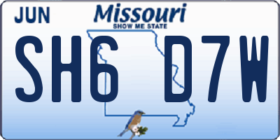 MO license plate SH6D7W