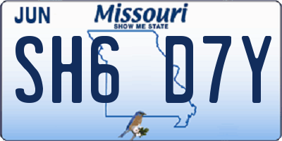 MO license plate SH6D7Y