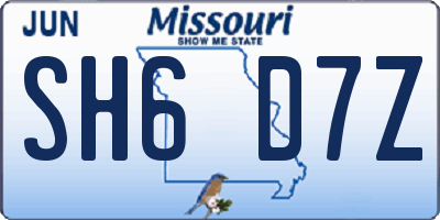 MO license plate SH6D7Z