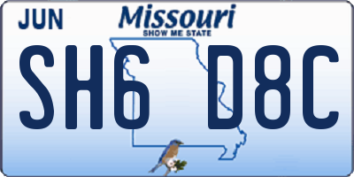 MO license plate SH6D8C