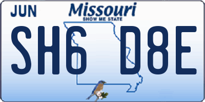 MO license plate SH6D8E