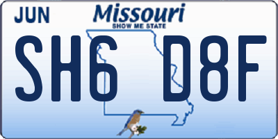 MO license plate SH6D8F