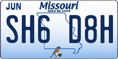 MO license plate SH6D8H