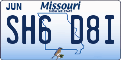MO license plate SH6D8I