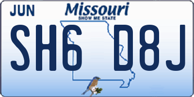 MO license plate SH6D8J