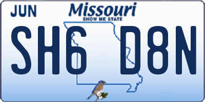 MO license plate SH6D8N