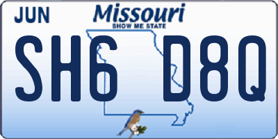 MO license plate SH6D8Q