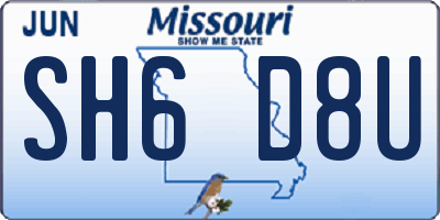 MO license plate SH6D8U