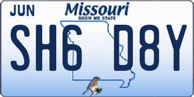 MO license plate SH6D8Y