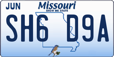 MO license plate SH6D9A