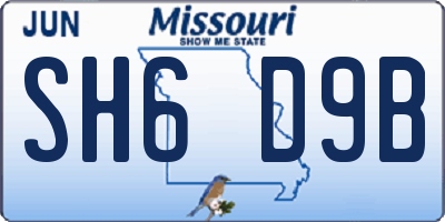 MO license plate SH6D9B