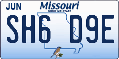 MO license plate SH6D9E