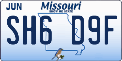 MO license plate SH6D9F